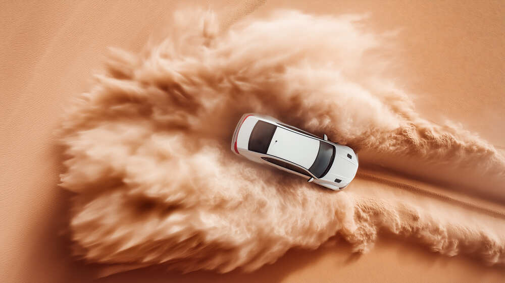 realistic-image-white-car-racing